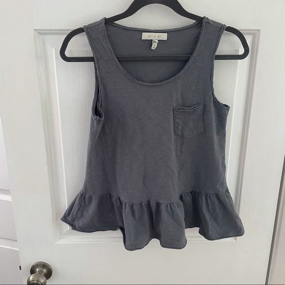 Anthropologie Eri+Ali Gray Peplum Top - Picture 2 of 6